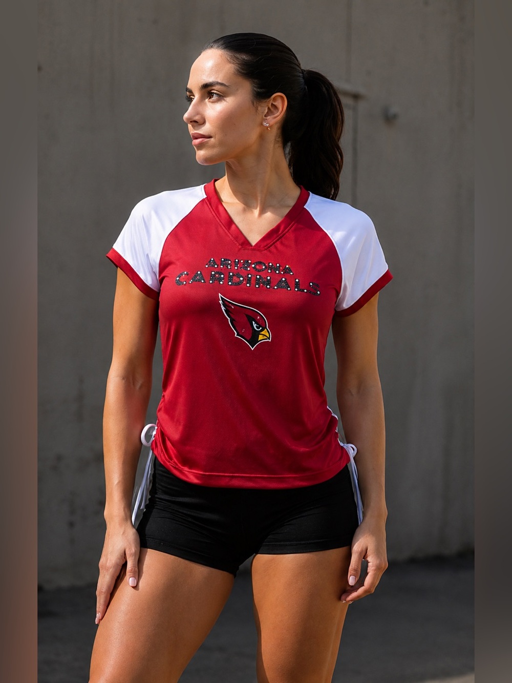 NFL Arizona Cardinals Red and White V-Neck Jersey